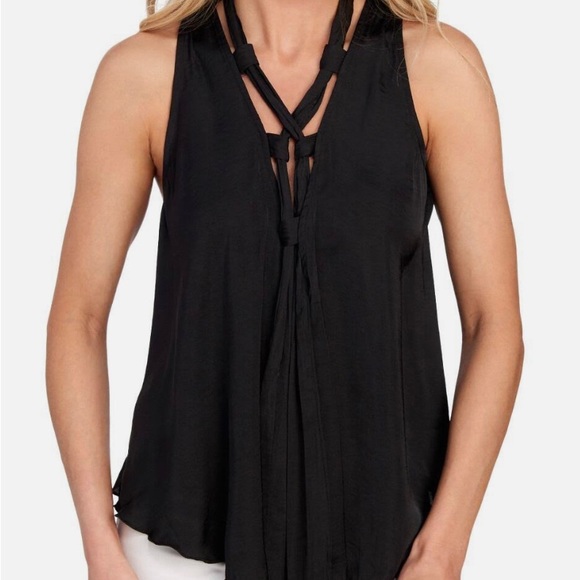 Free people intim. here with me black tie front cami blouse top XS NWOT - Picture 4 of 7